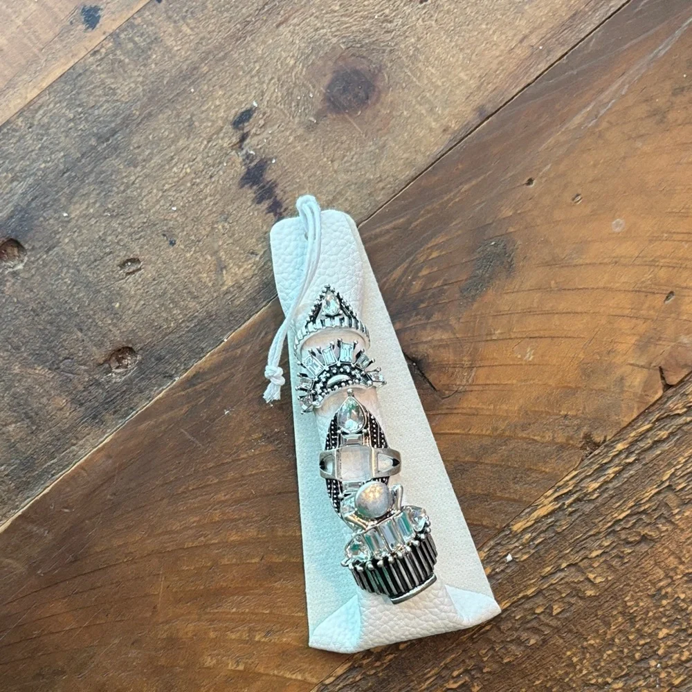 Anthropology Silver and stone  Ring Set new - Picture 2 of 3